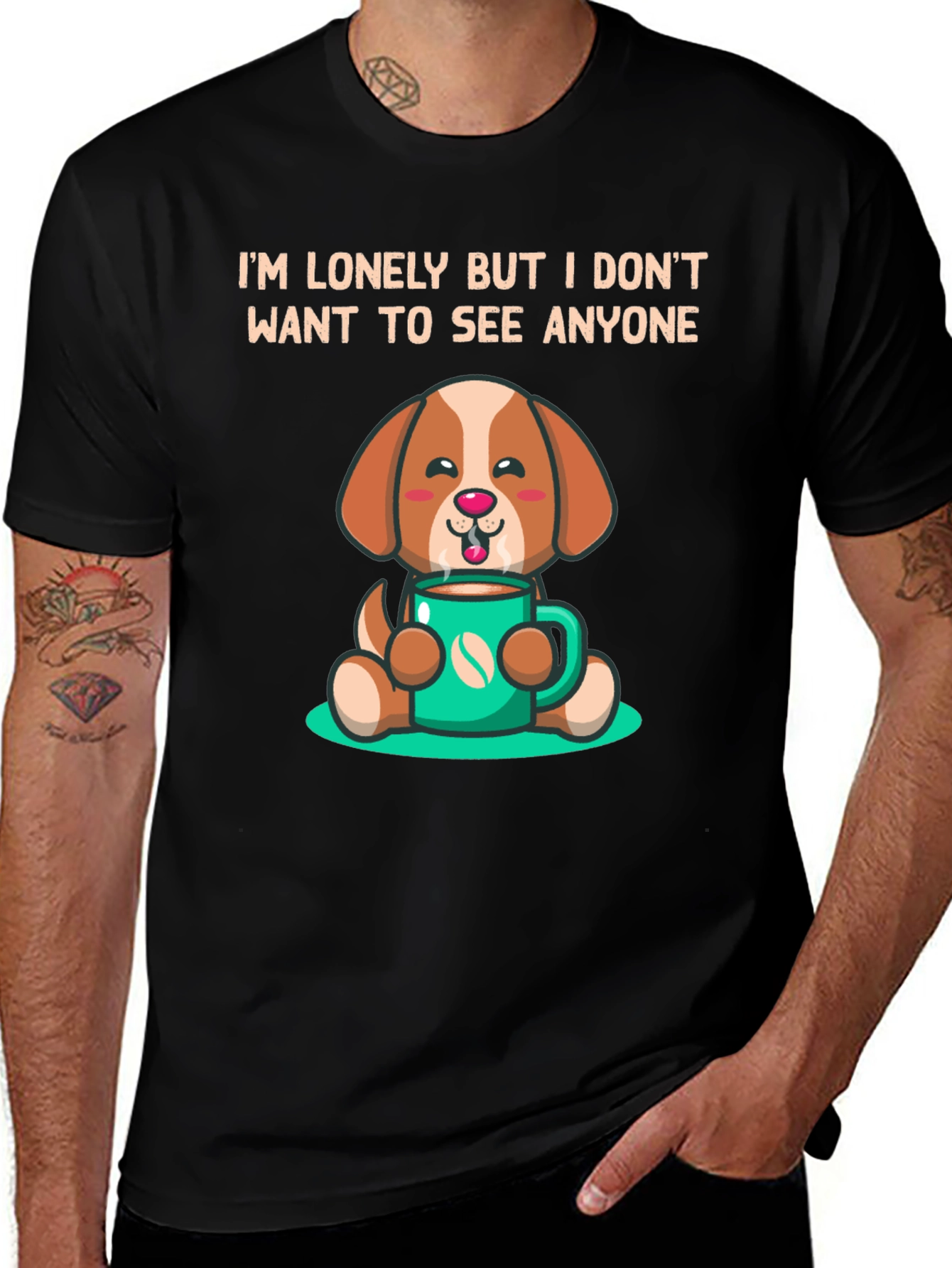 Lonely Dog Cartoon T-Shirt