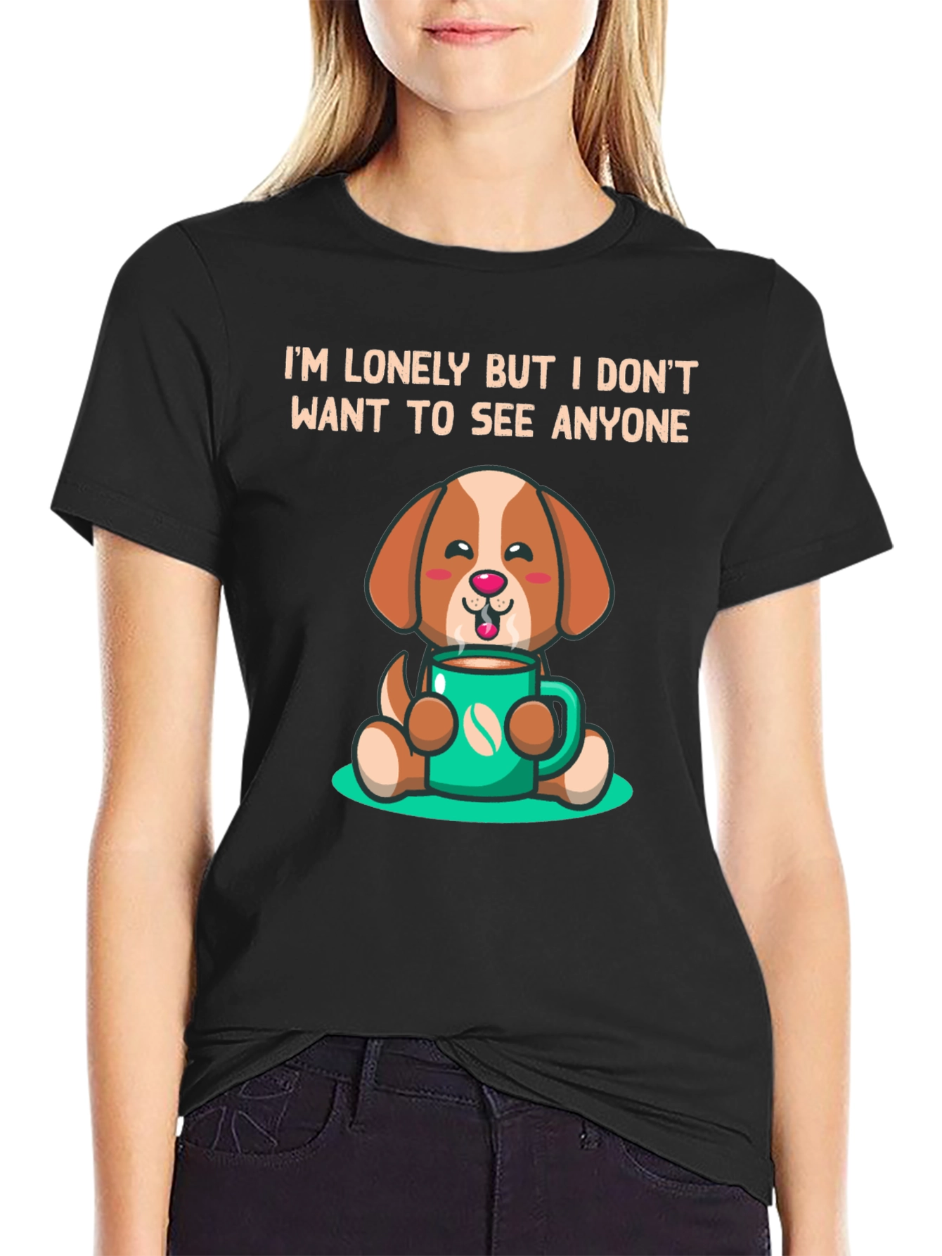 Lonely Dog Cartoon T-Shirt