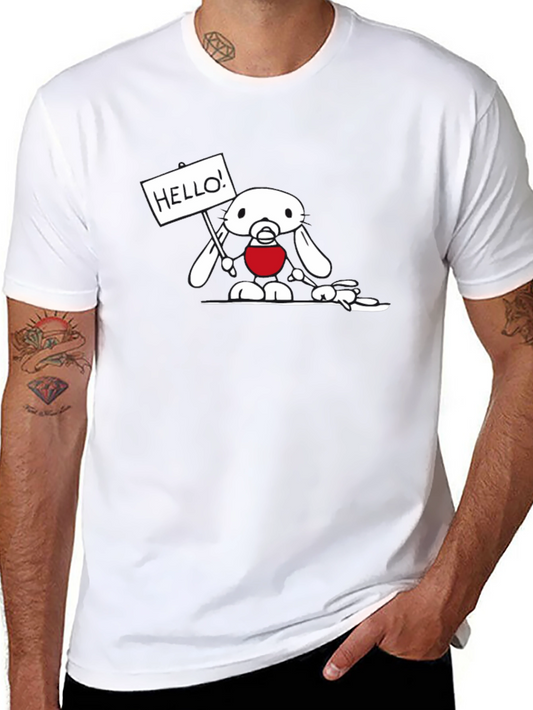 Cute Bunny Hello T-Shirt - Unique Graphic Tee