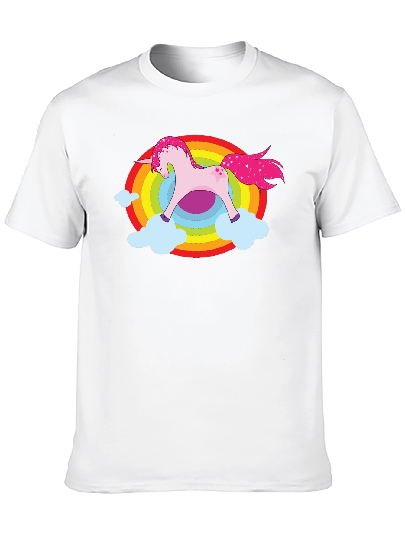 Unicorn Rainbow Cloud Graphic Black T-Shirt