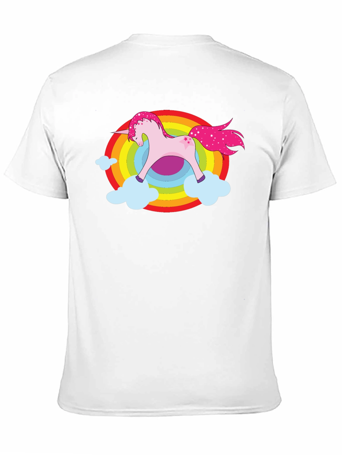 Unicorn Rainbow Cloud Graphic Black T-Shirt