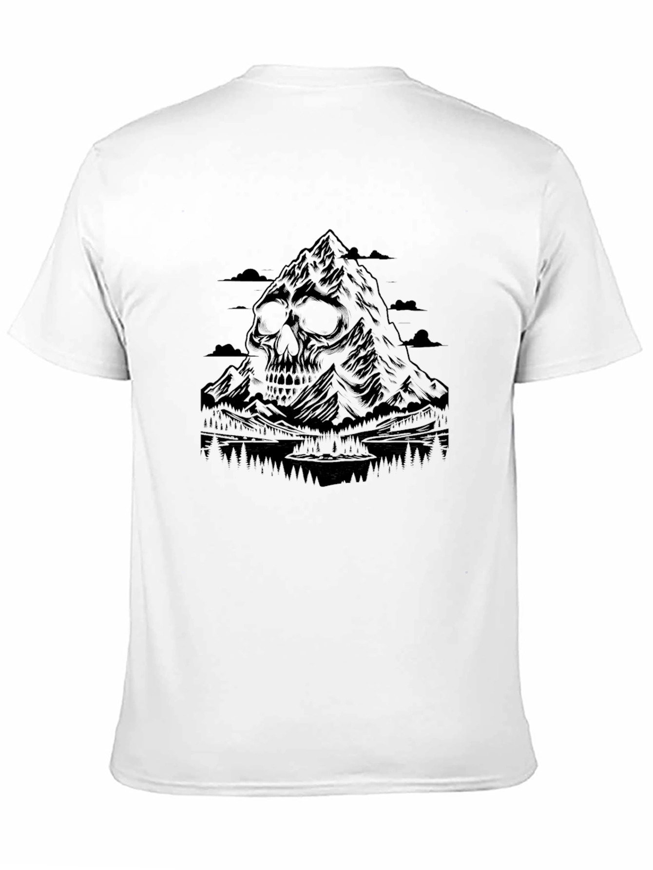 Skull Mountain Graphic Tee - Edgy Black T-Shirt