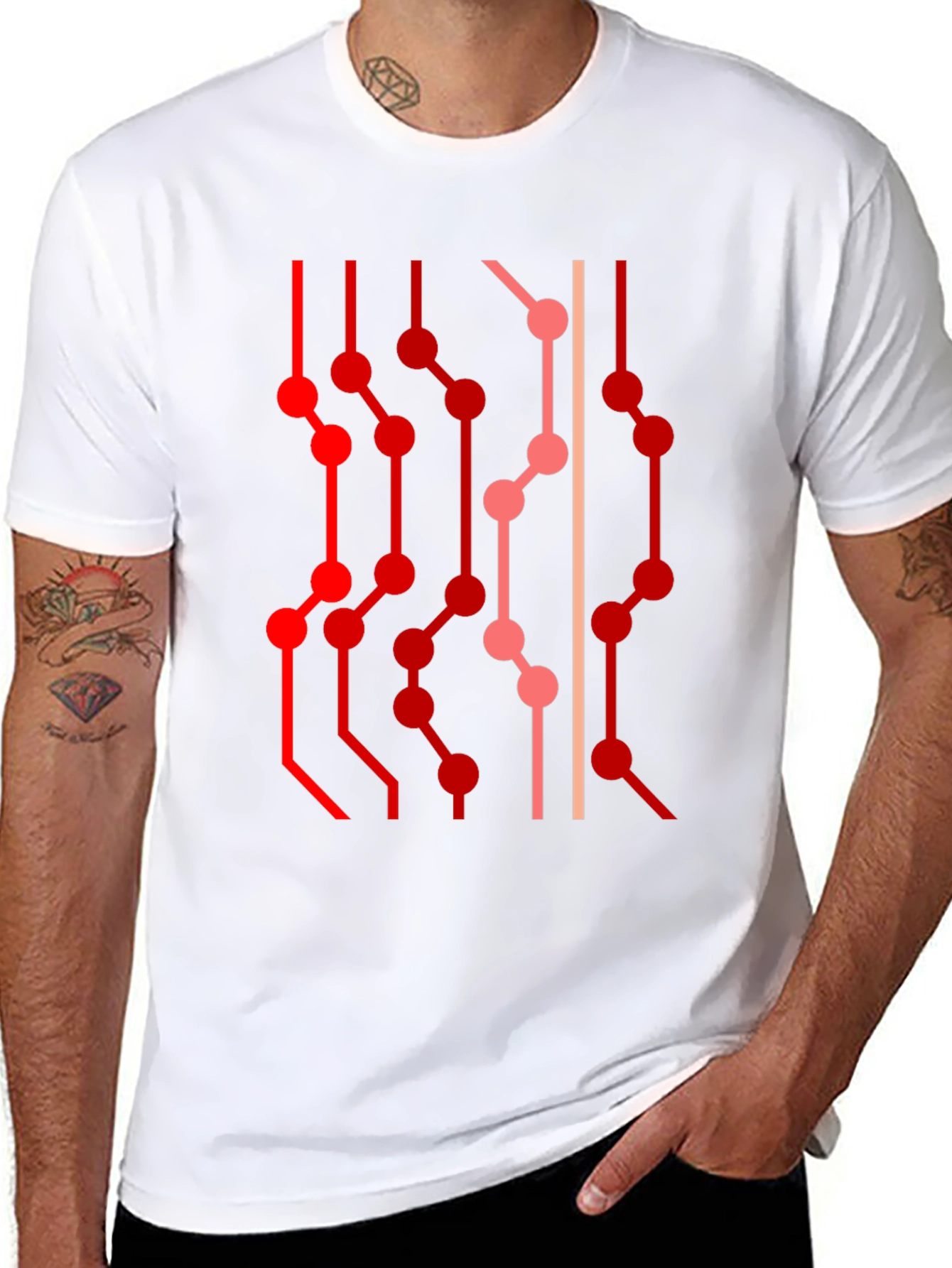 Abstract Circuit Board Graphic Tee - Black