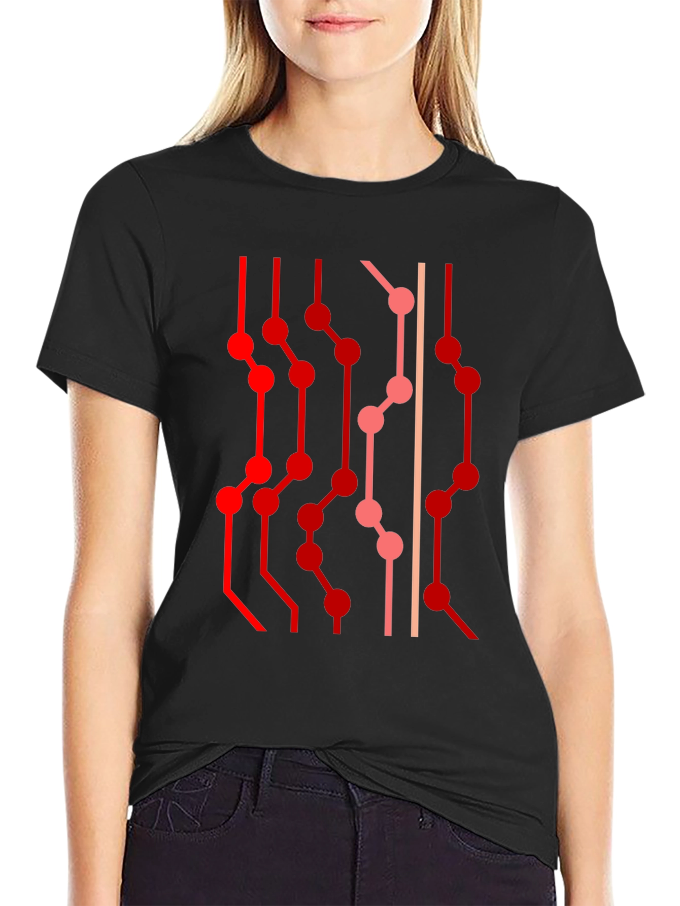 Abstract Circuit Board Graphic Tee - Black