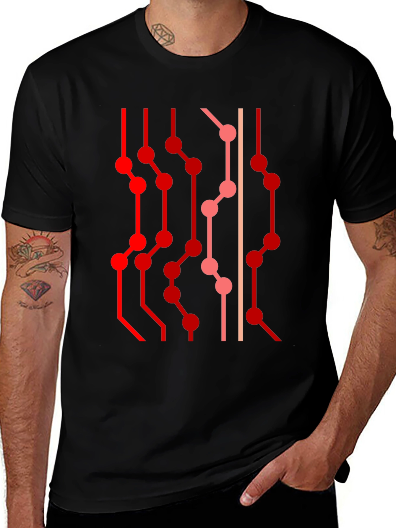Abstract Circuit Board Graphic Tee - Black