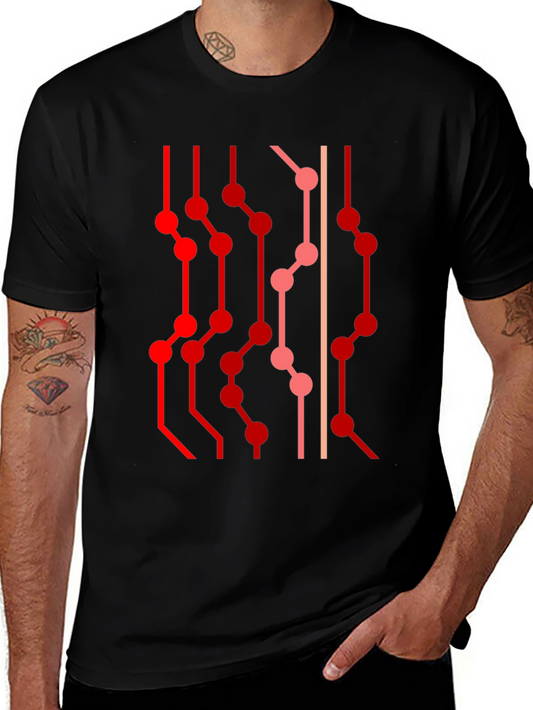 Abstract Circuit Board Graphic Tee - Black