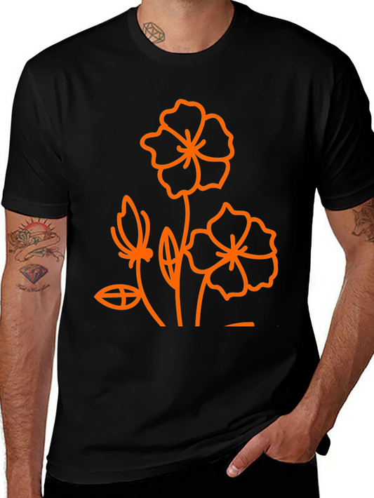 Floral Print Black T-Shirt - Modern Style