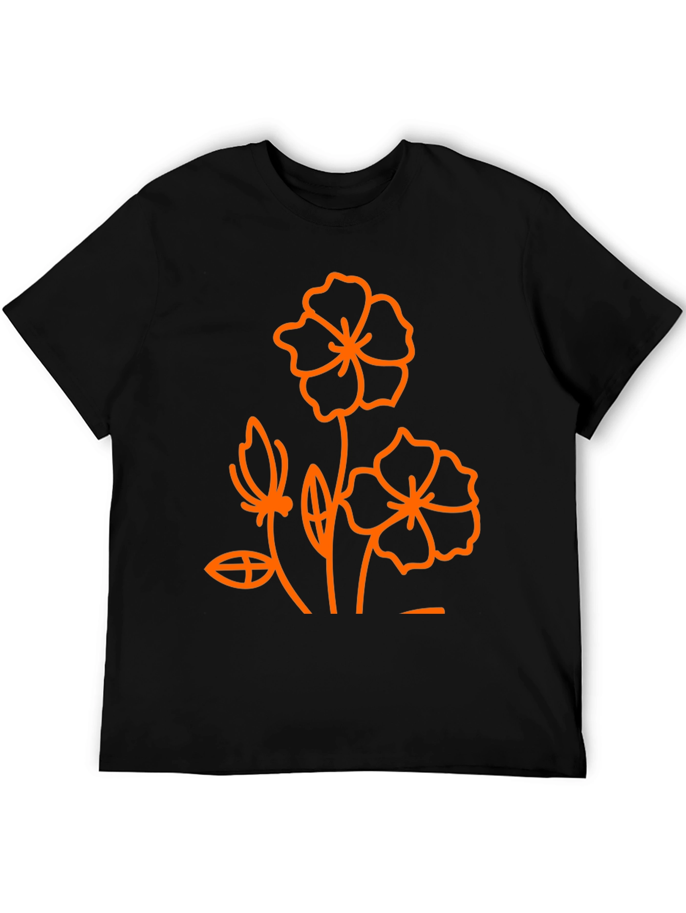 Floral Print Black T-Shirt - Modern Style