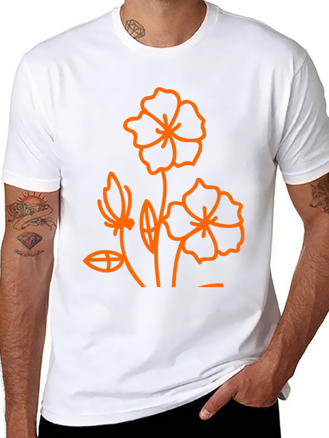 Floral Print Black T-Shirt - Modern Style