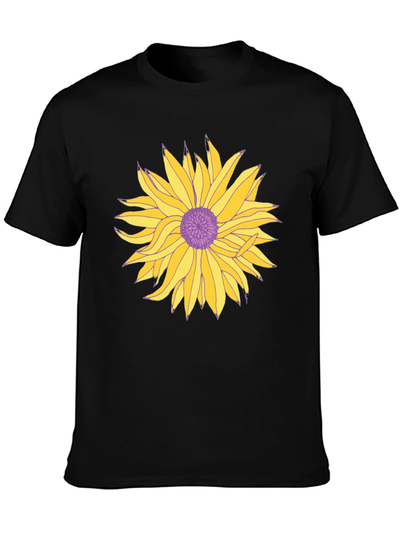 Black T-Shirt with Graphic Floral Print