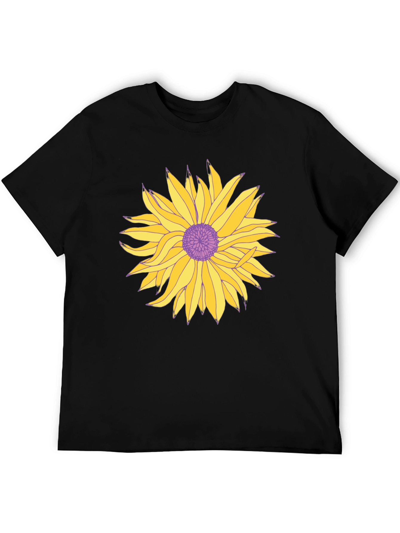 Black T-Shirt with Graphic Floral Print