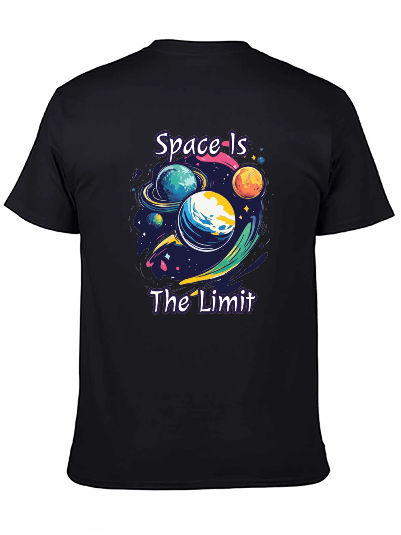 Space is The Limit Graphic Black T-Shirt