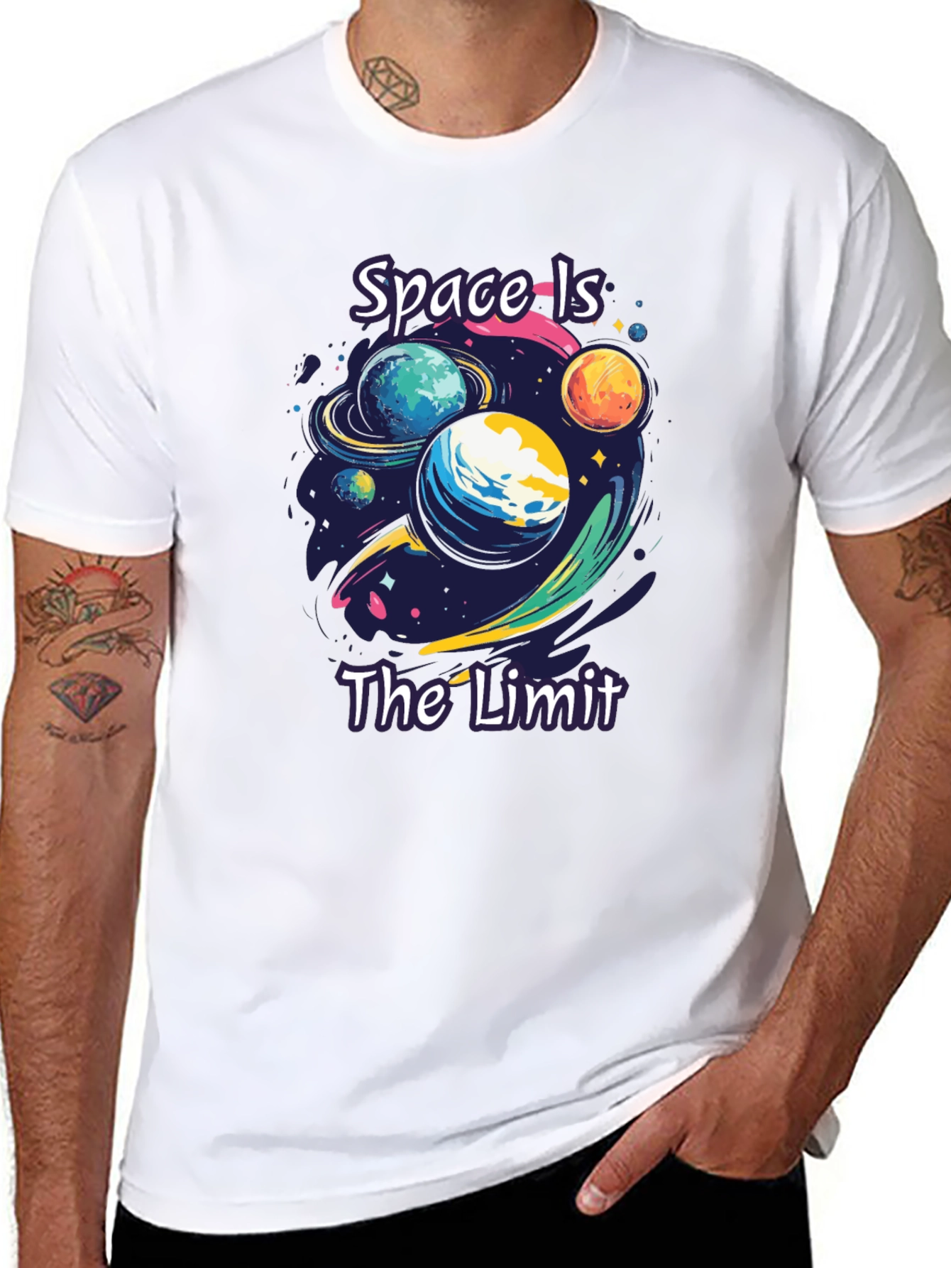 Space is The Limit Graphic Black T-Shirt