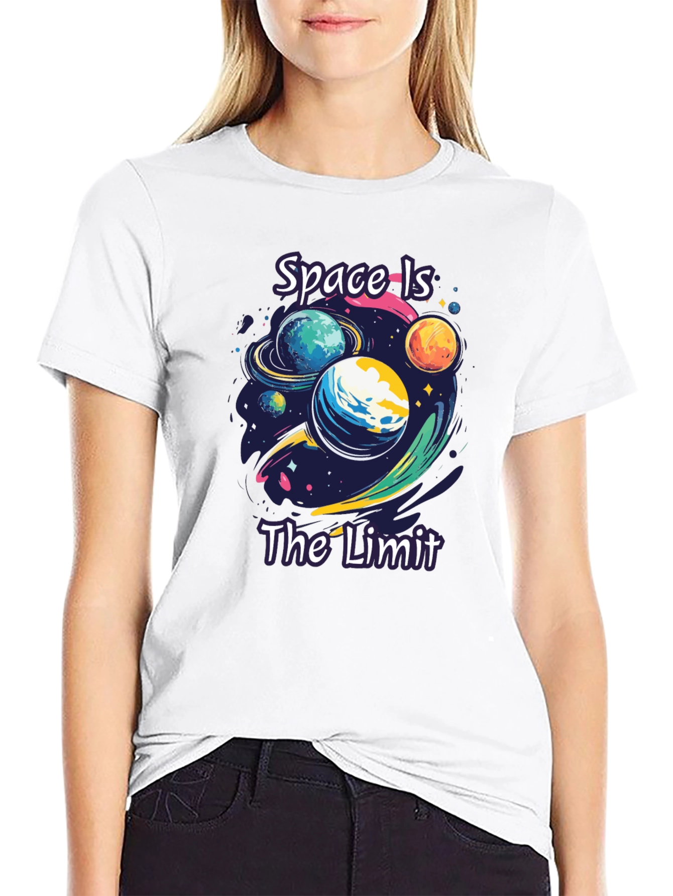 Space is The Limit Graphic Black T-Shirt