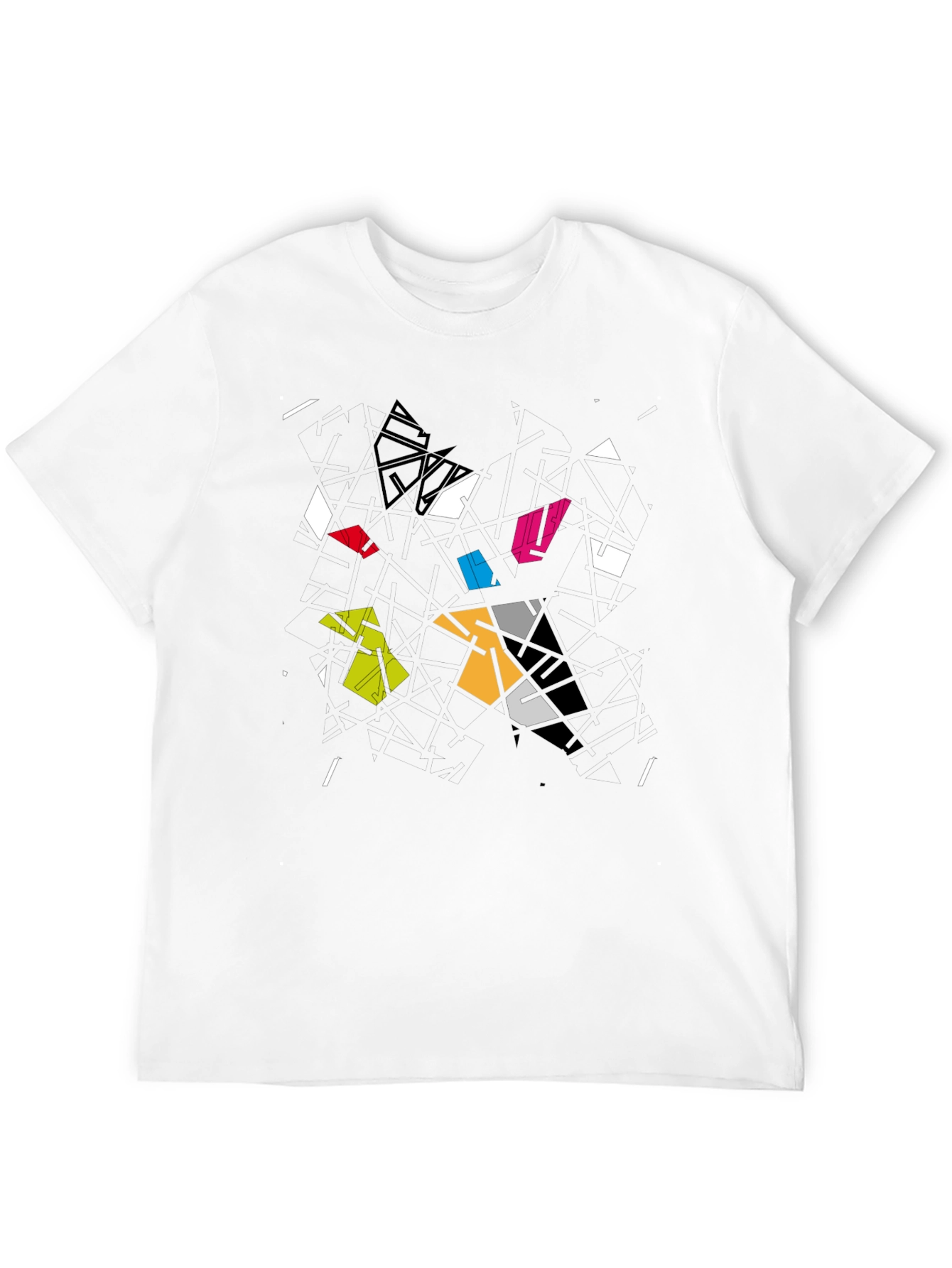 Abstract Geometric Graphic Black T-Shirt