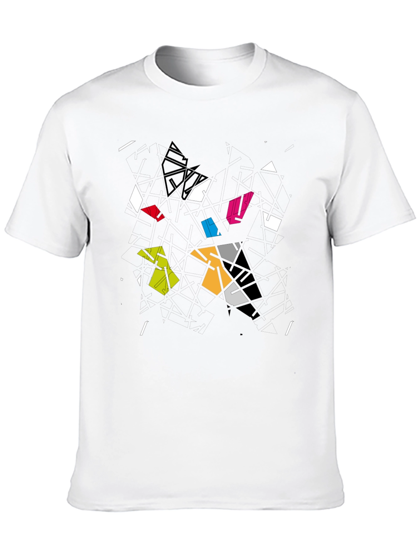 Abstract Geometric Graphic Black T-Shirt