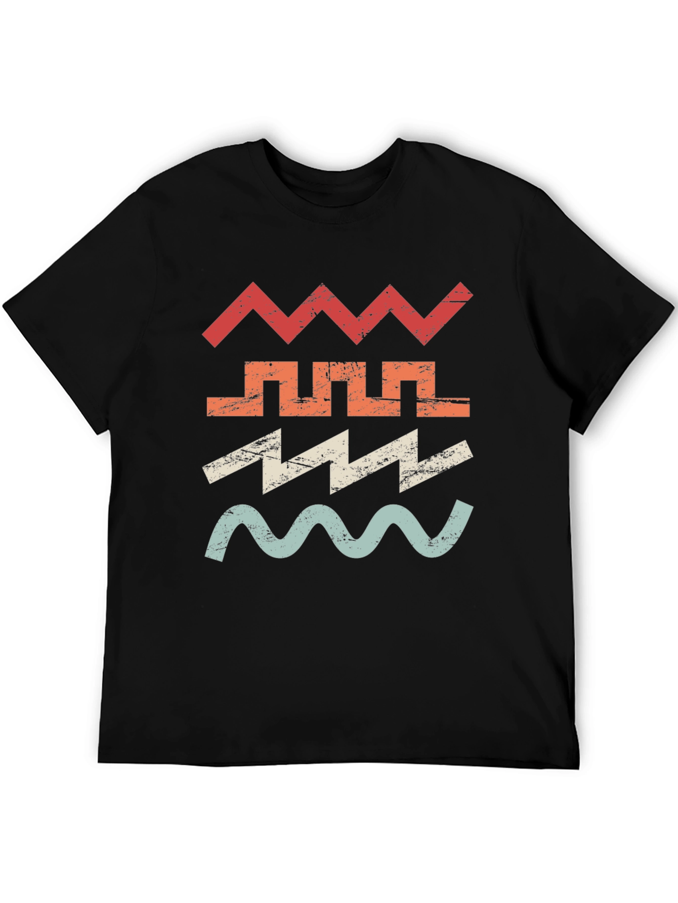 Retro Geometric Graphic Tee - Black