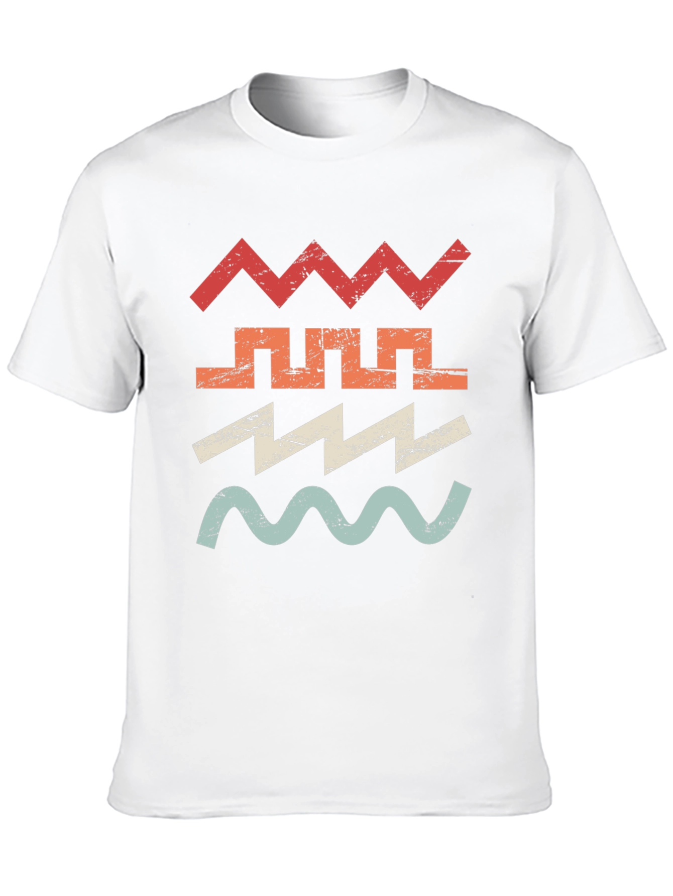 Retro Geometric Graphic Tee - Black