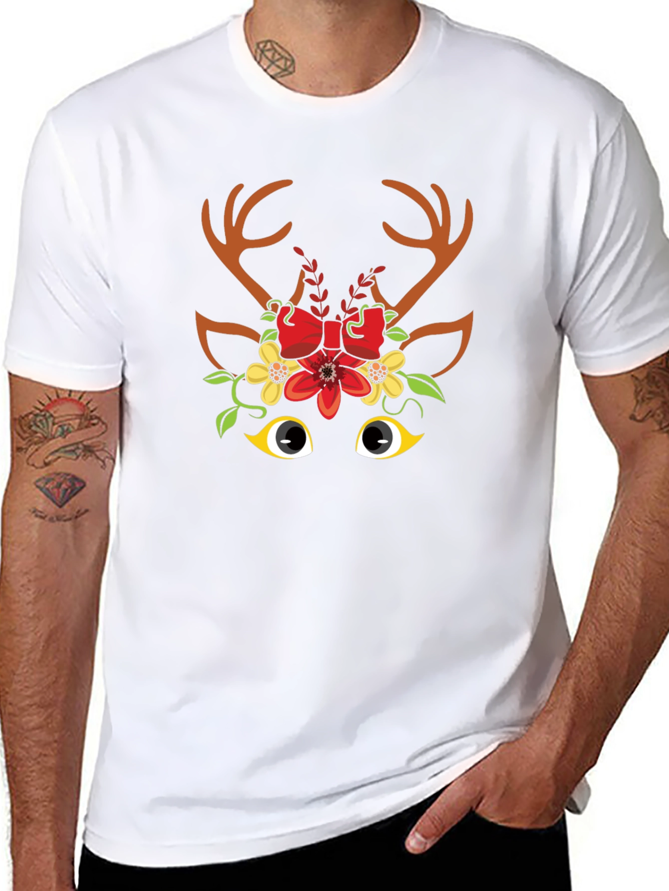 Festive Reindeer Graphic Tee - Holiday Cheer!