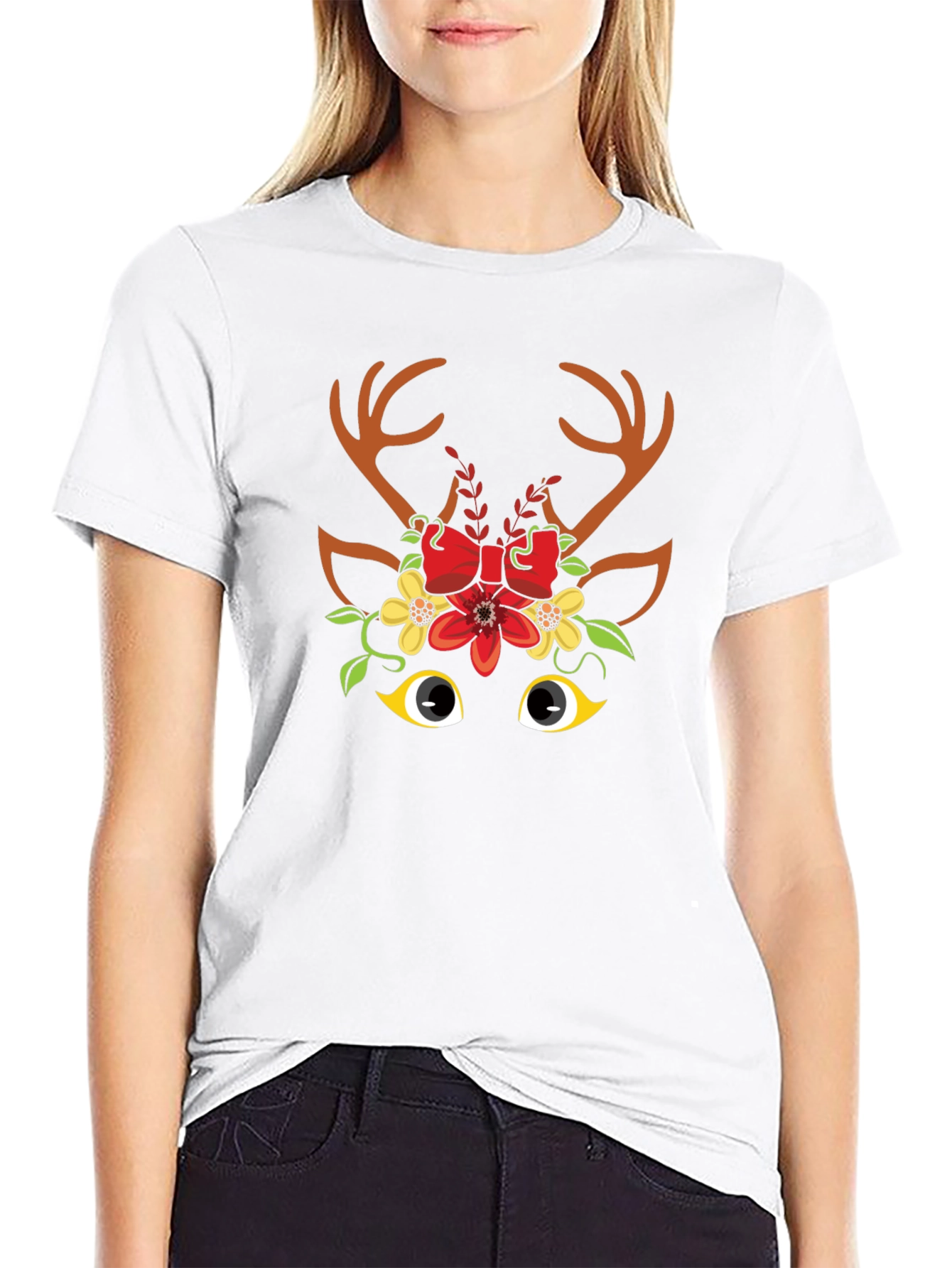 Festive Reindeer Graphic Tee - Holiday Cheer!
