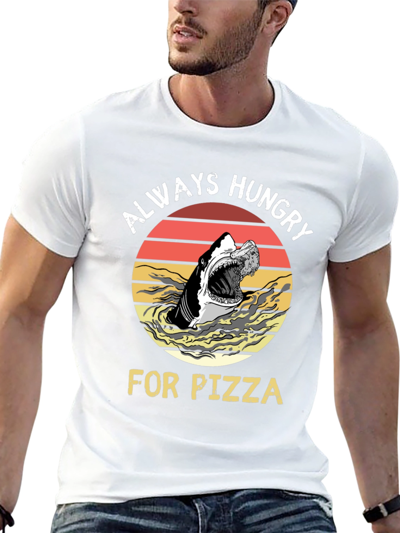 Always Hungry for Pizza Shark Graphic Tee