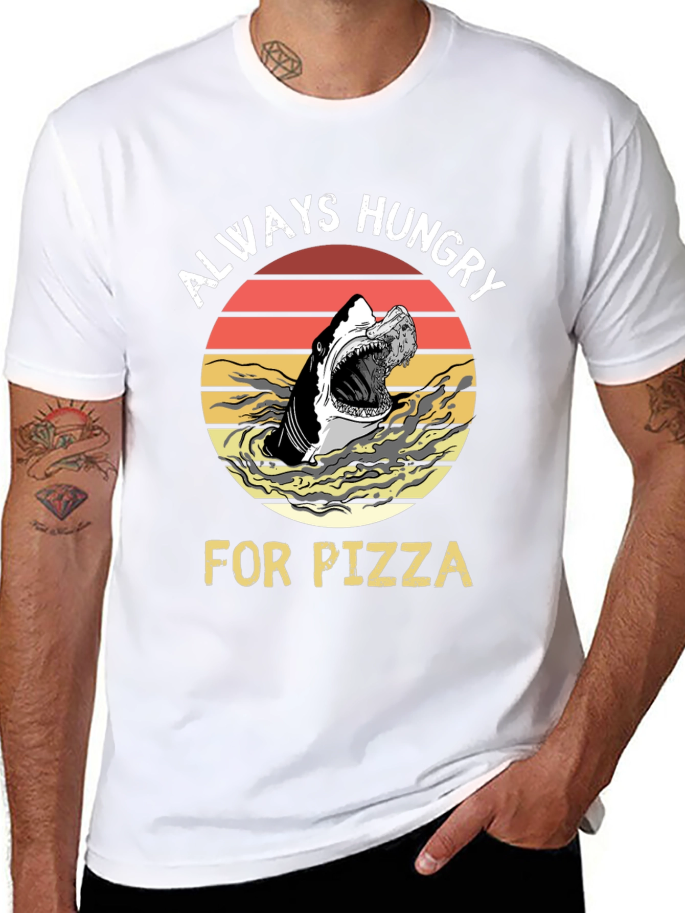 Always Hungry for Pizza Shark Graphic Tee