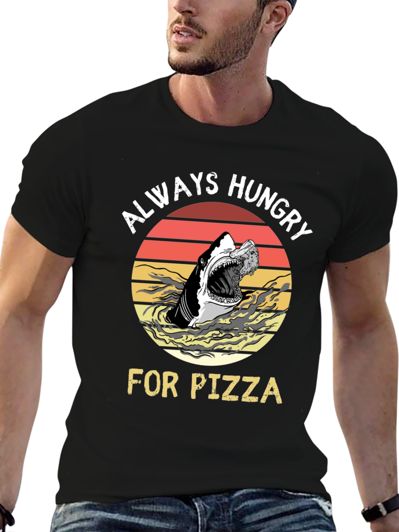 Always Hungry for Pizza Shark Graphic Tee