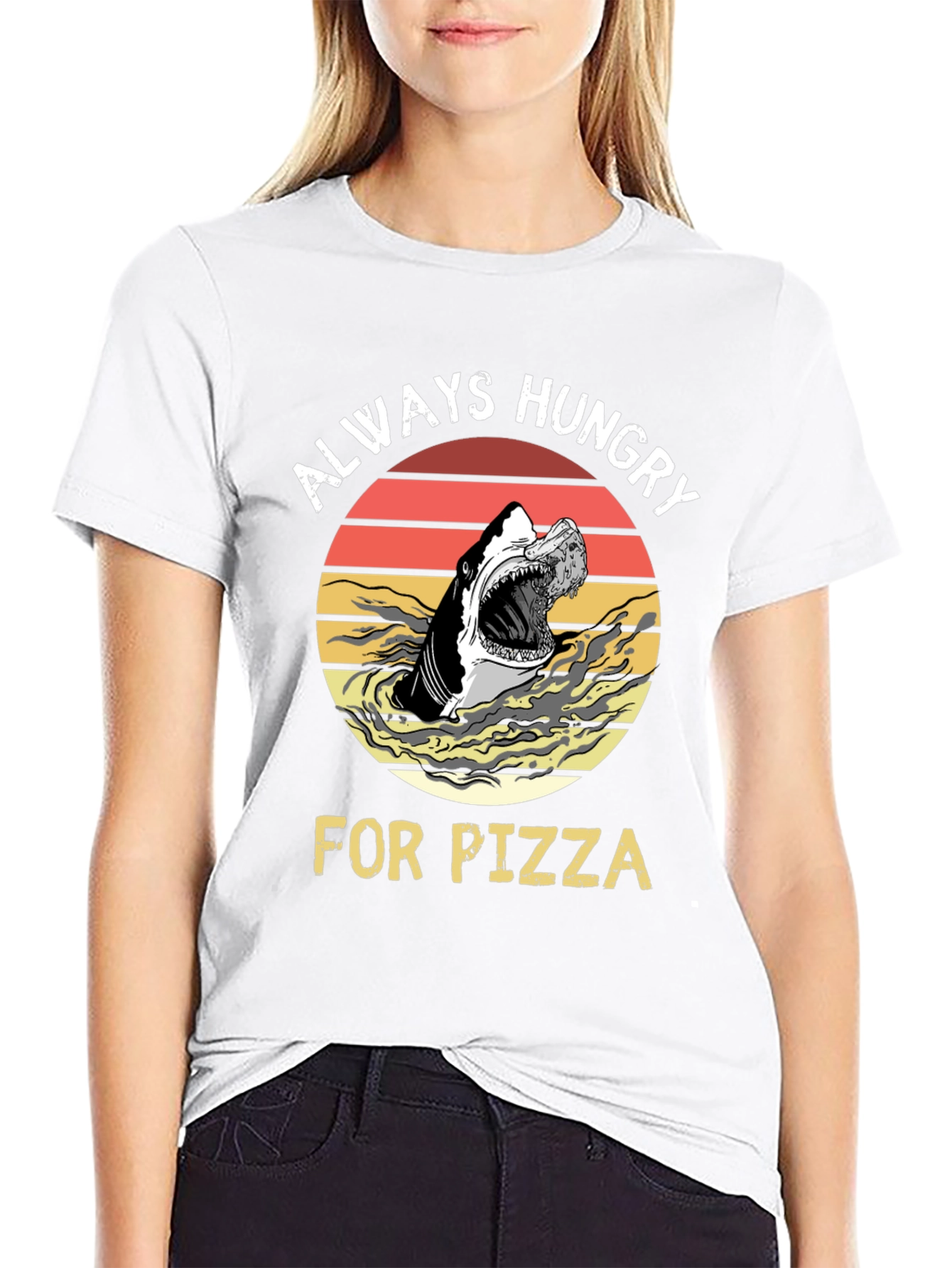 Always Hungry for Pizza Shark Graphic Tee