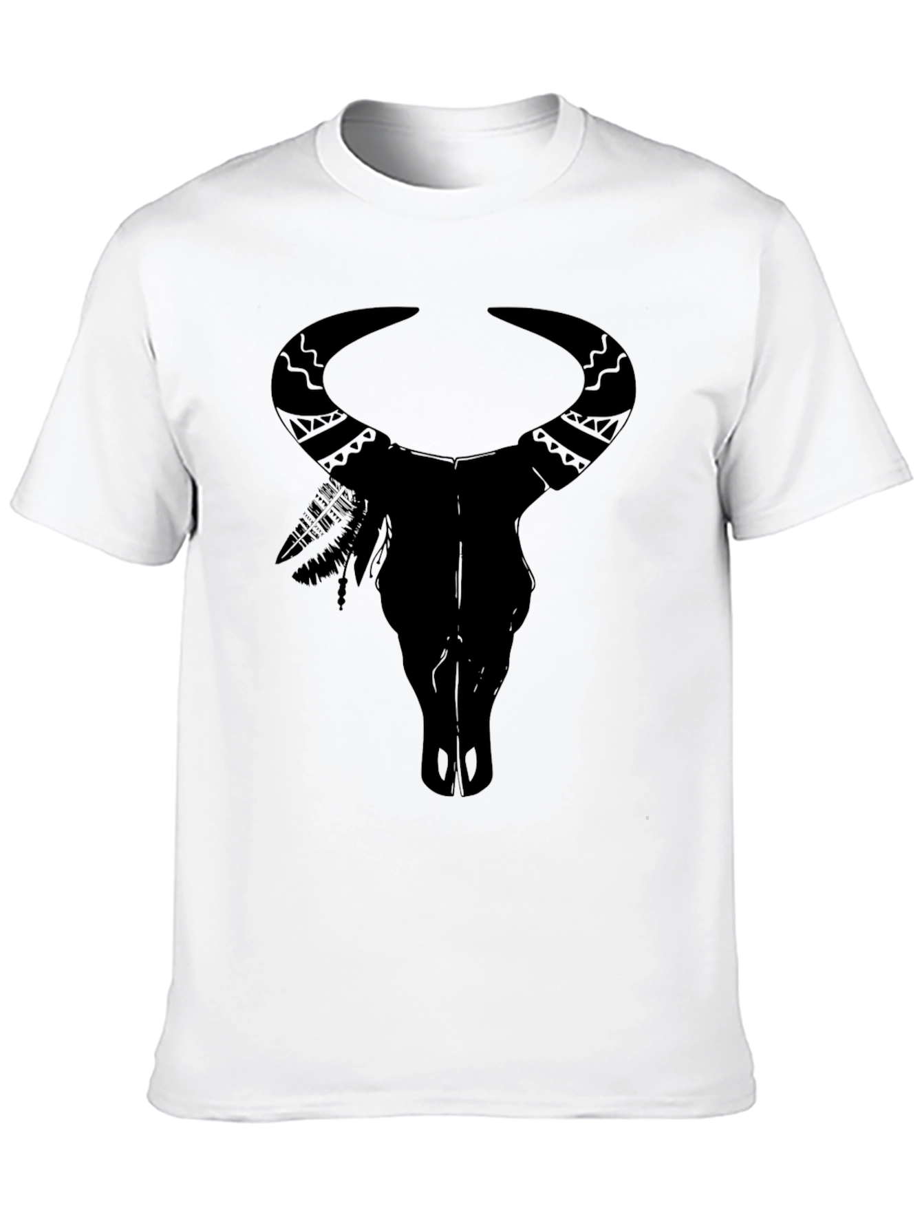 Black Bull Skull Graphic Tee - Native American Inspired