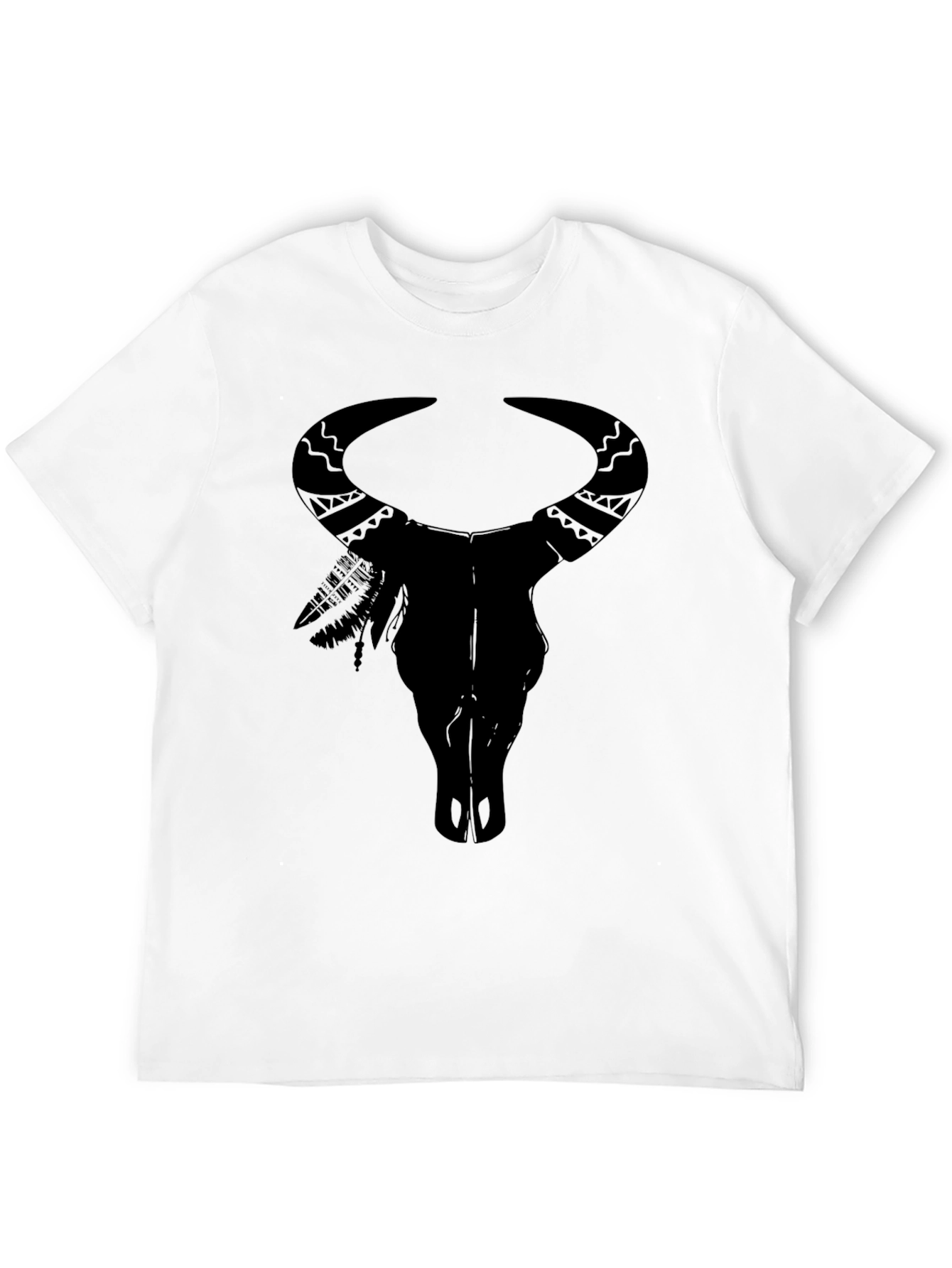 Black Bull Skull Graphic Tee - Native American Inspired