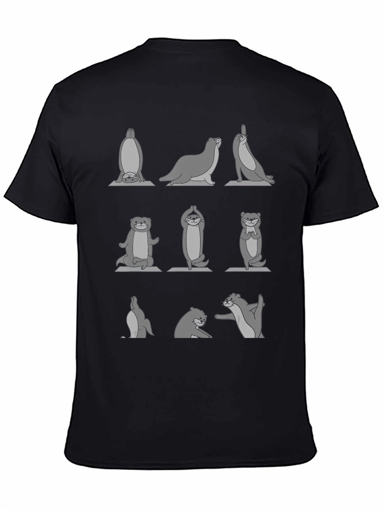 Yoga Otter Black T-Shirt - Relaxed Fit