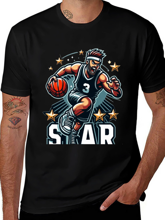 Basketball Star Graphic Black T-Shirt