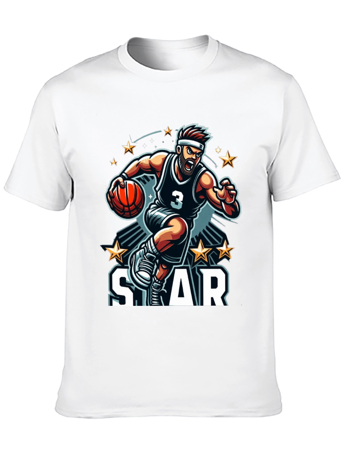 Basketball Star Graphic Black T-Shirt