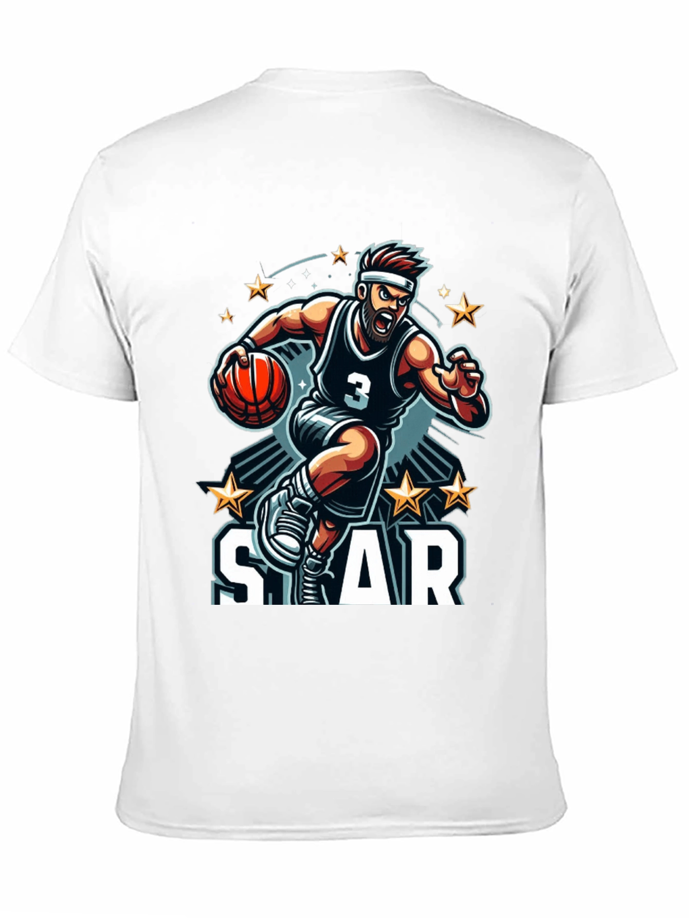Basketball Star Graphic Black T-Shirt