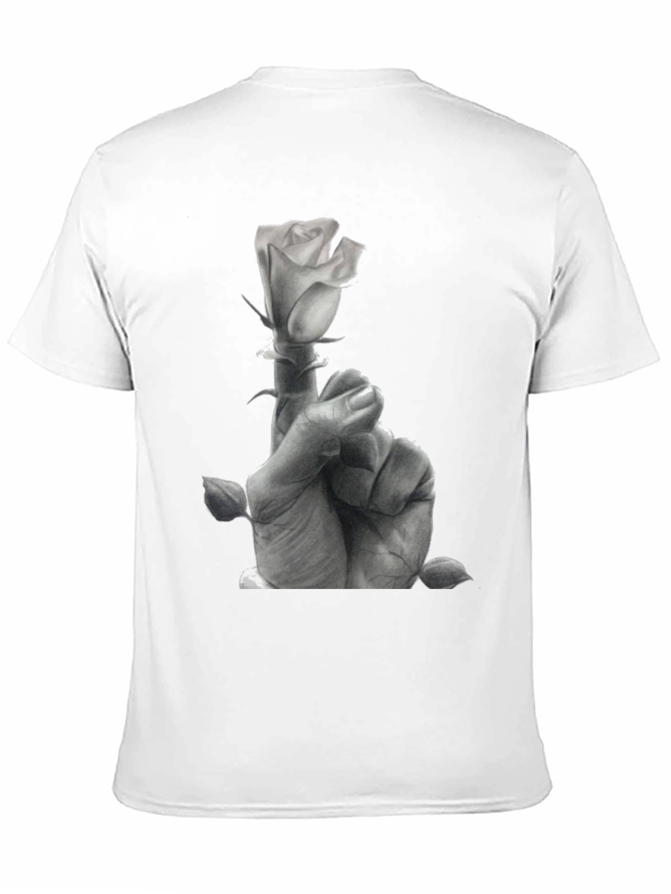 Rose Hand Graphic Tee - Stylish Black Cotton T-Shirt