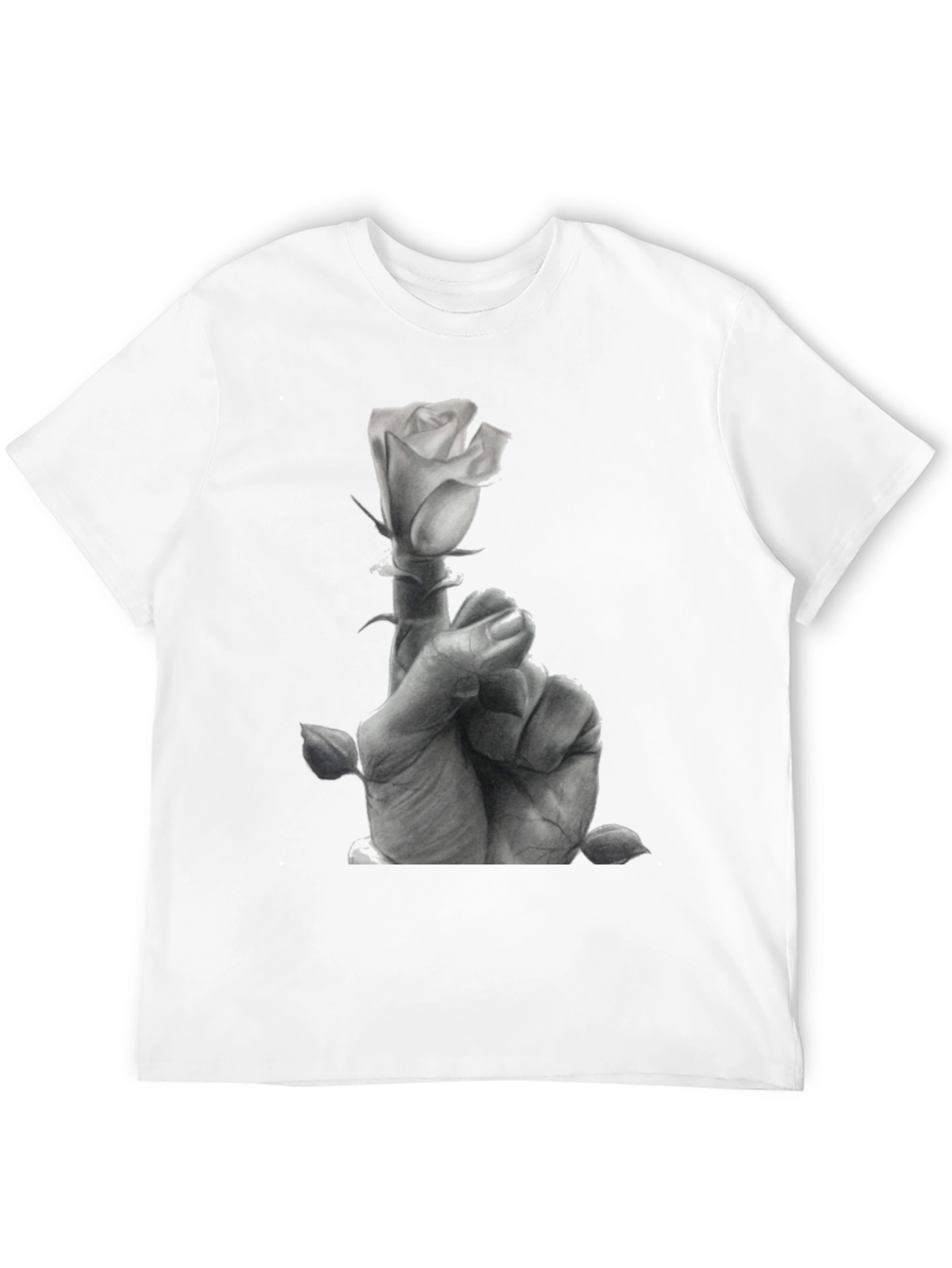 Rose Hand Graphic Tee - Stylish Black Cotton T-Shirt