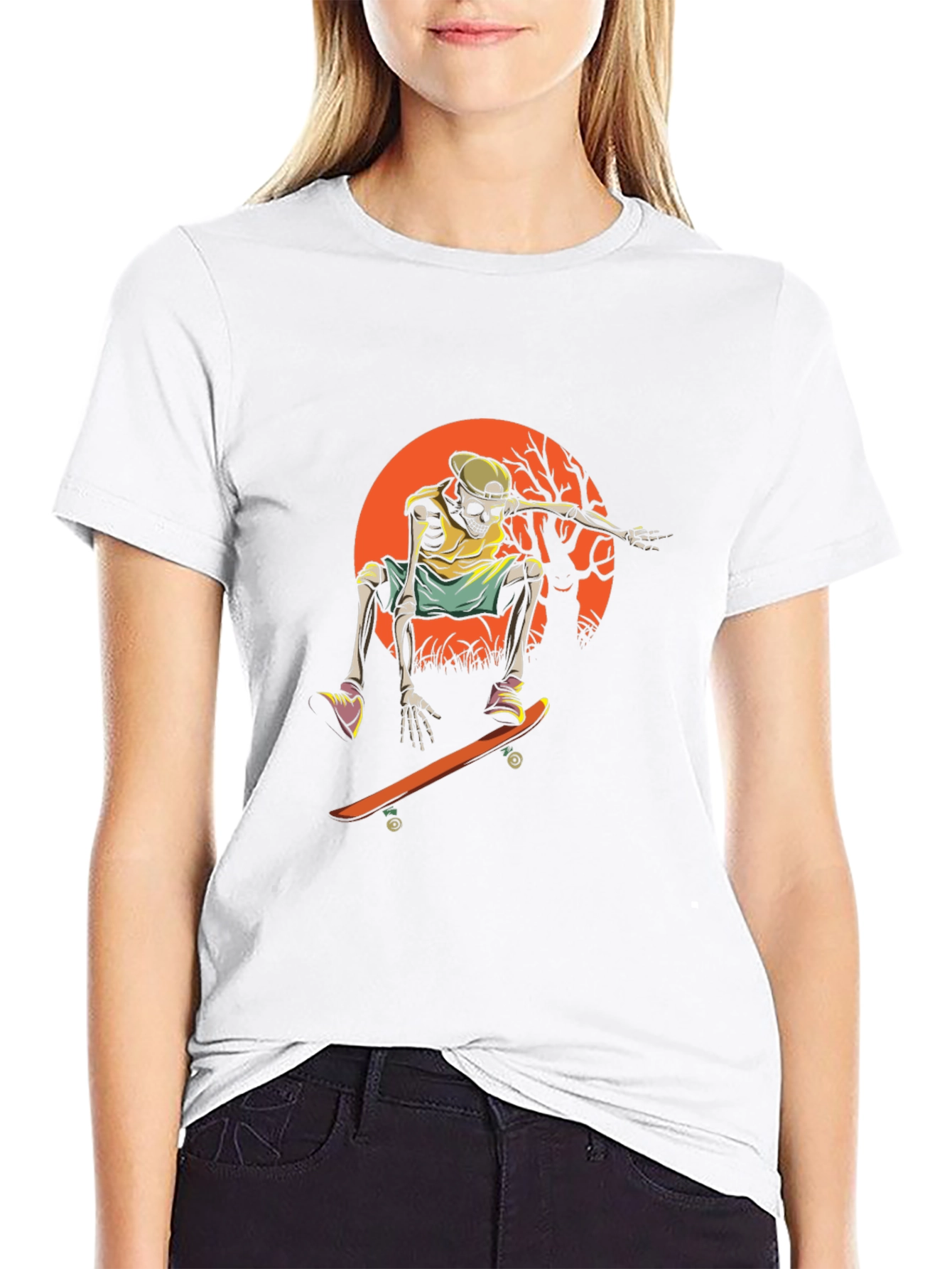 Skeleton Skateboarder Graphic Tee - Cool & Edgy Design