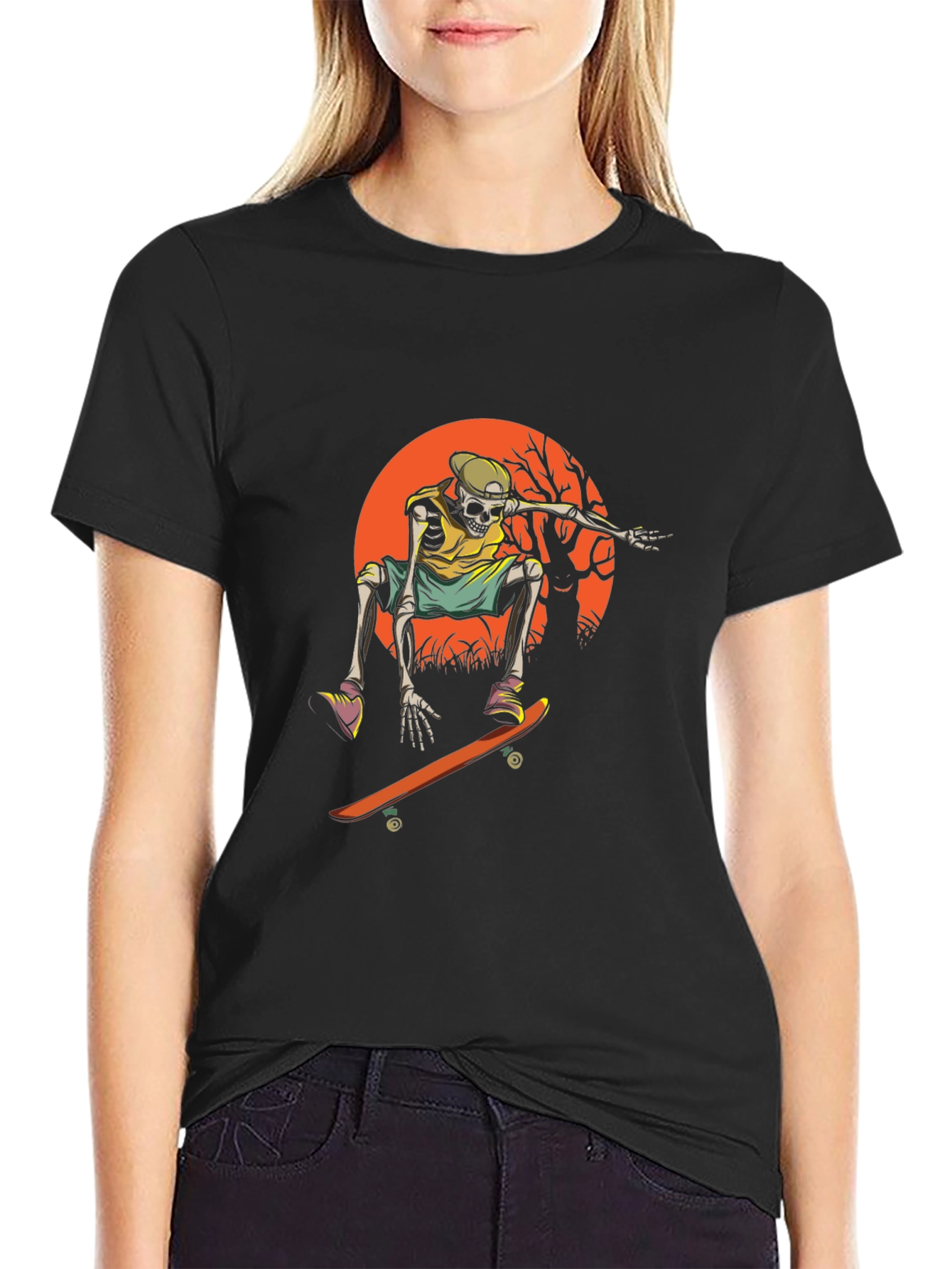 Skeleton Skateboarder Graphic Tee - Cool & Edgy Design