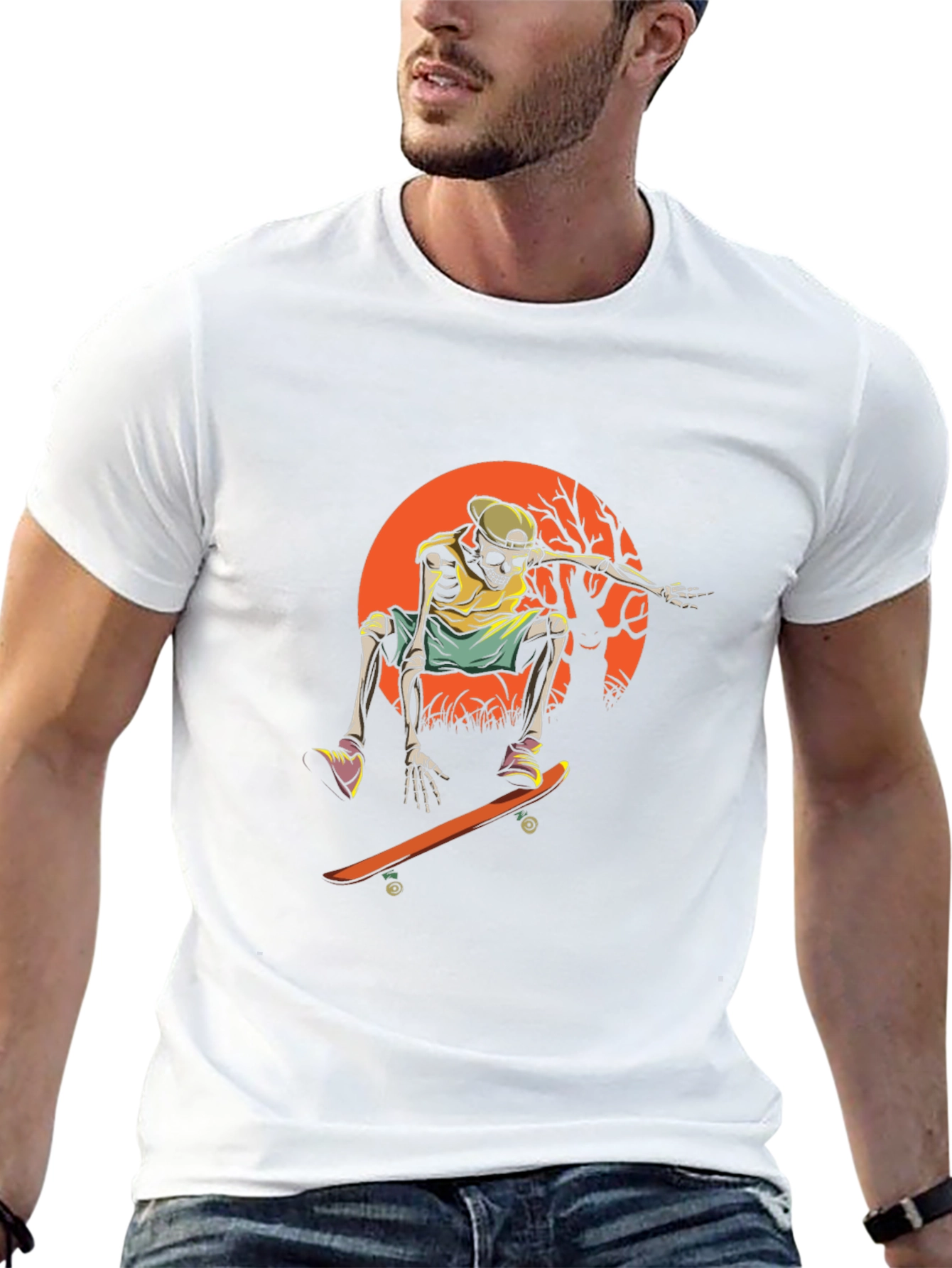 Skeleton Skateboarder Graphic Tee - Cool & Edgy Design