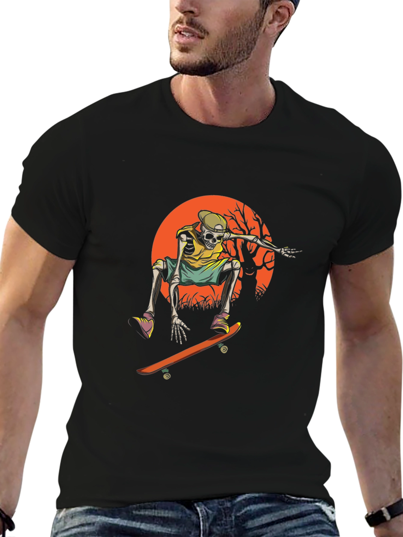 Skeleton Skateboarder Graphic Tee - Cool & Edgy Design