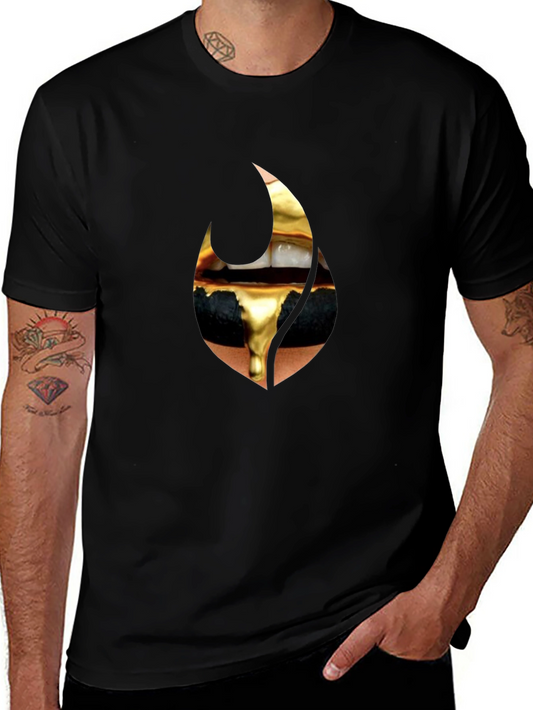 Golden Drip Lips Black Tee