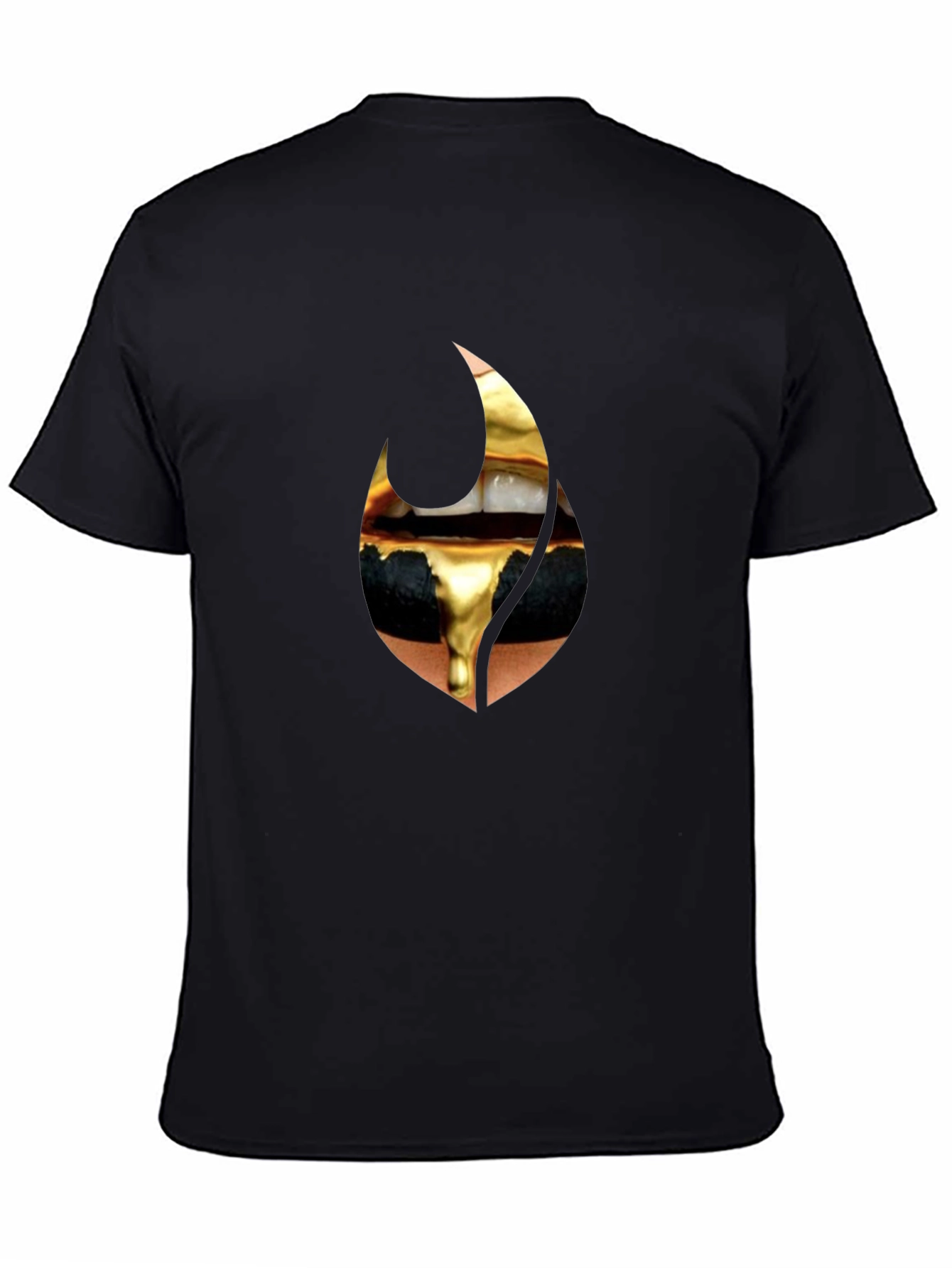 Golden Drip Lips Black Tee