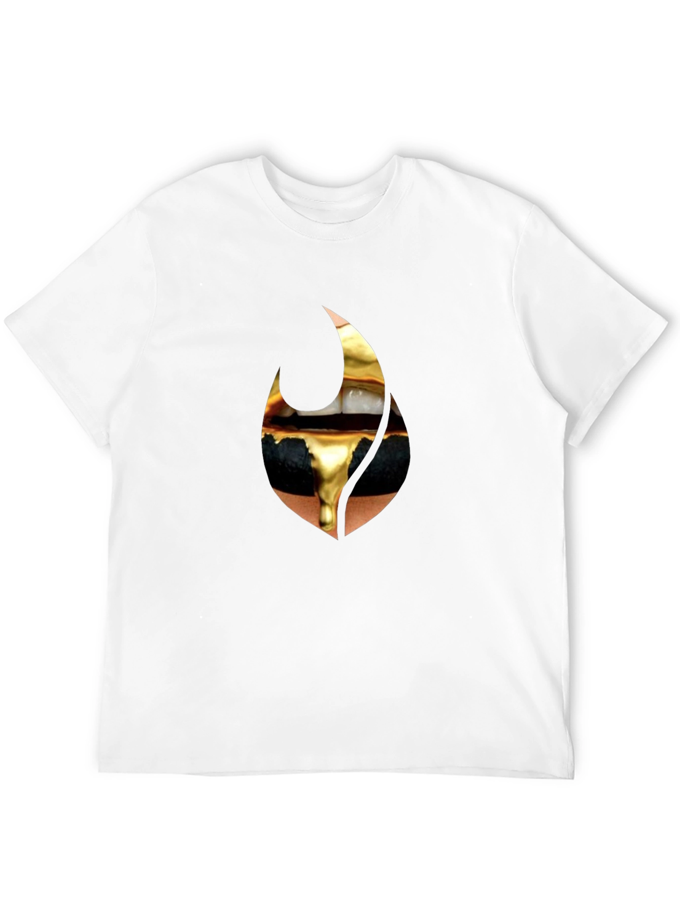 Golden Drip Lips Black Tee