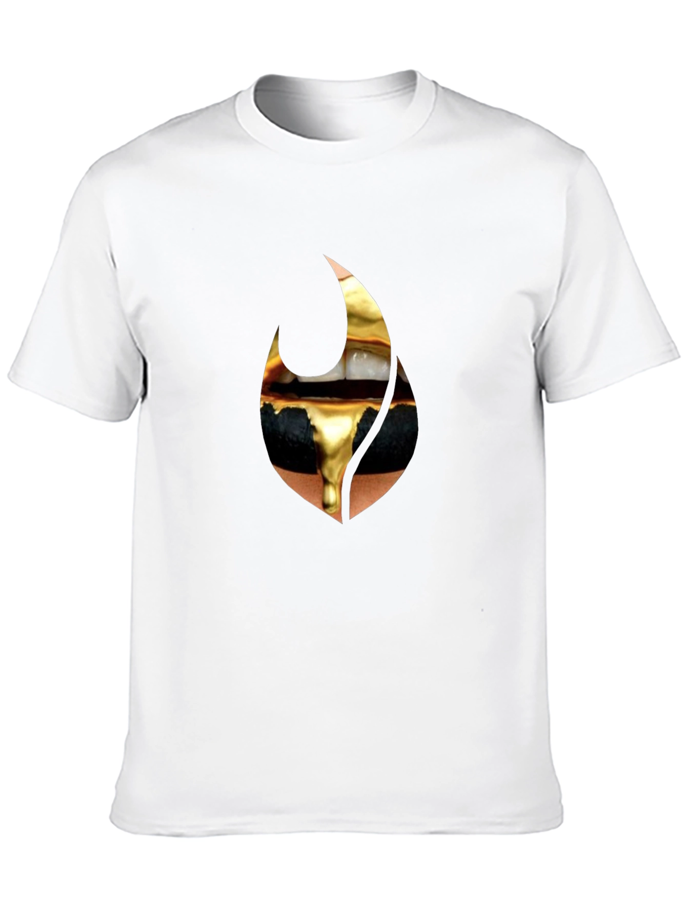 Golden Drip Lips Black Tee