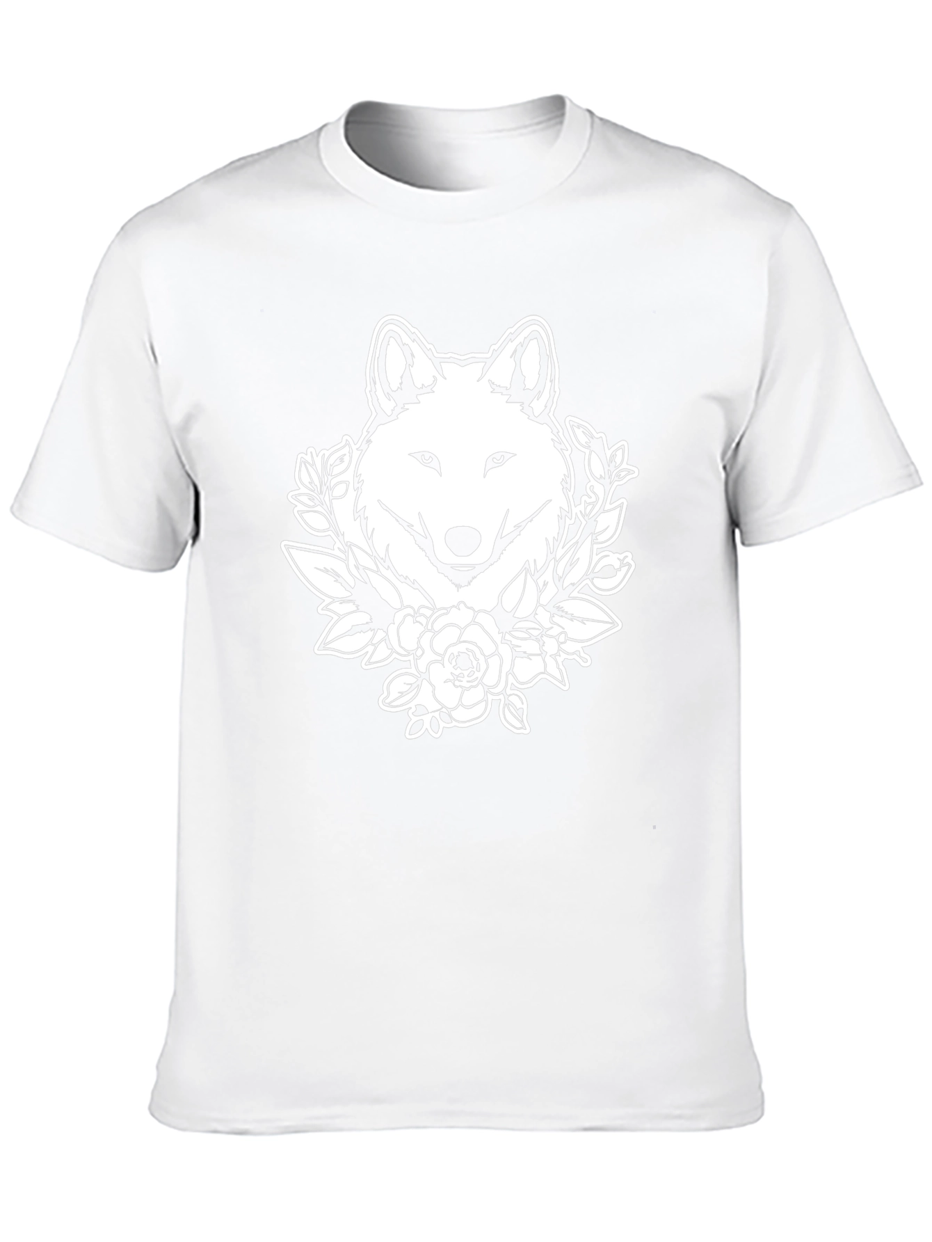 Wolf Floral Graphic T-Shirt - Black