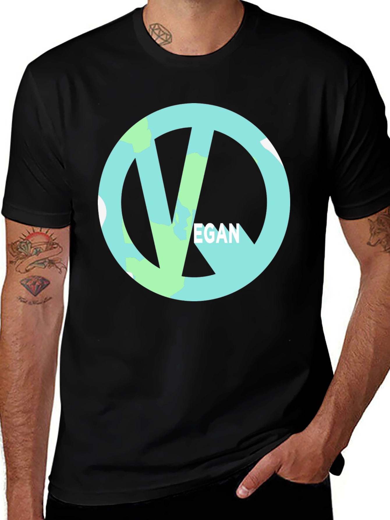 Vegan Symbol Black Tee - Ethical & Stylish