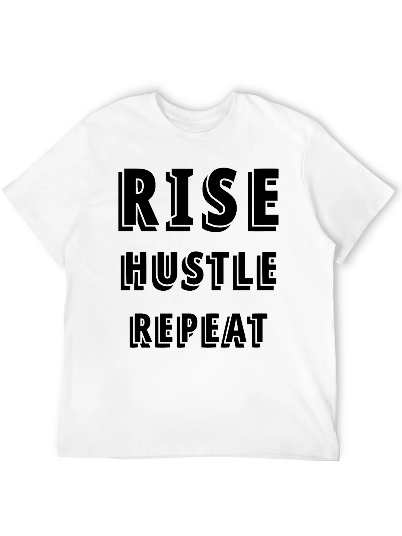 Rise Hustle Repeat Graphic Tee - Motivational Black T-Shirt
