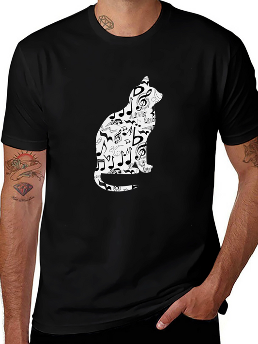 Musical Cat T-Shirt - Unique Treble Clef Design