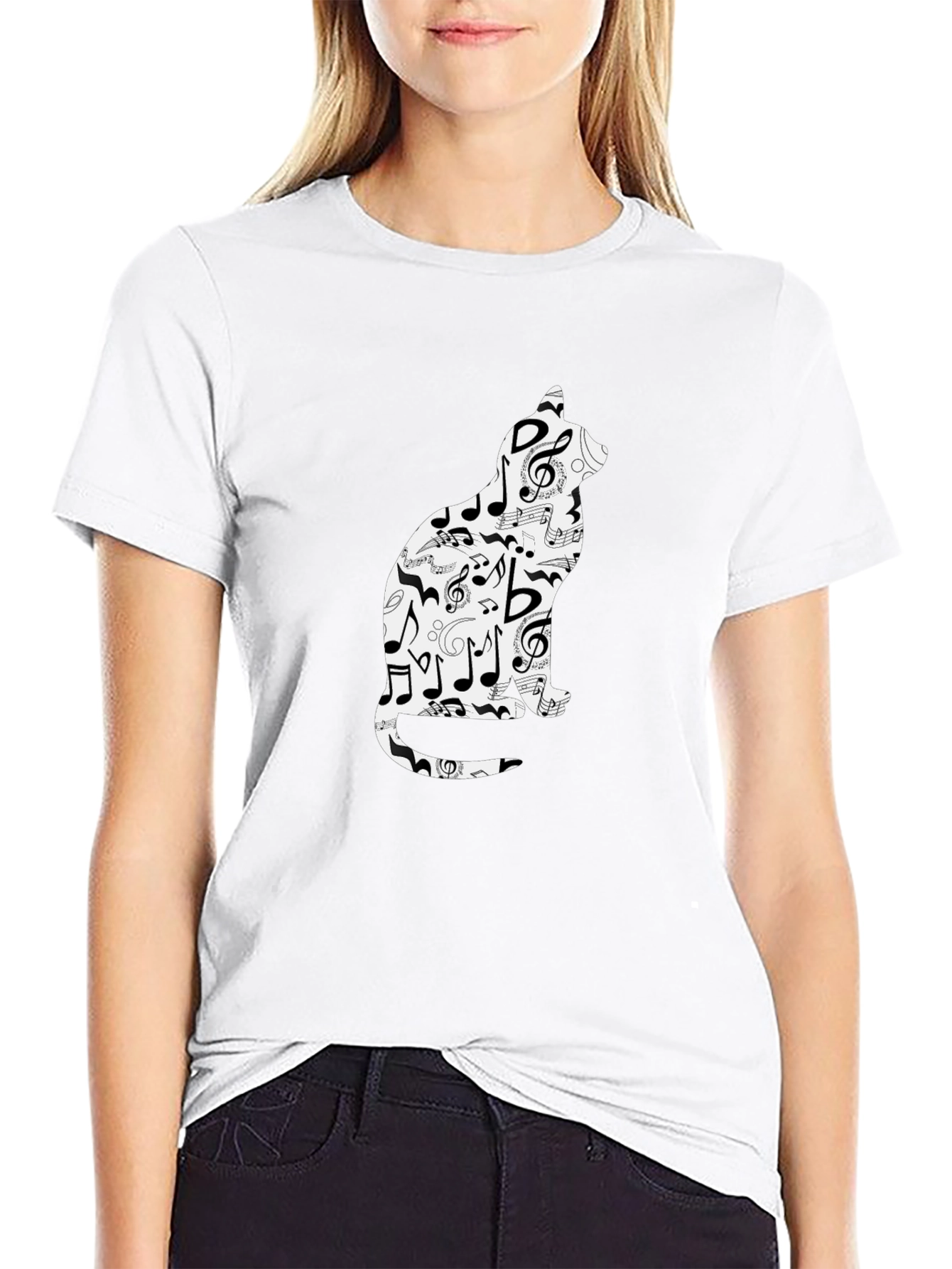 Musical Cat T-Shirt - Unique Treble Clef Design