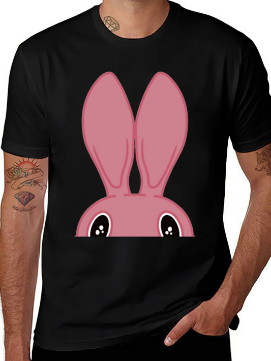Bunny Eyes Peek Black T-Shirt - Easter Cute Rabbit Tee
